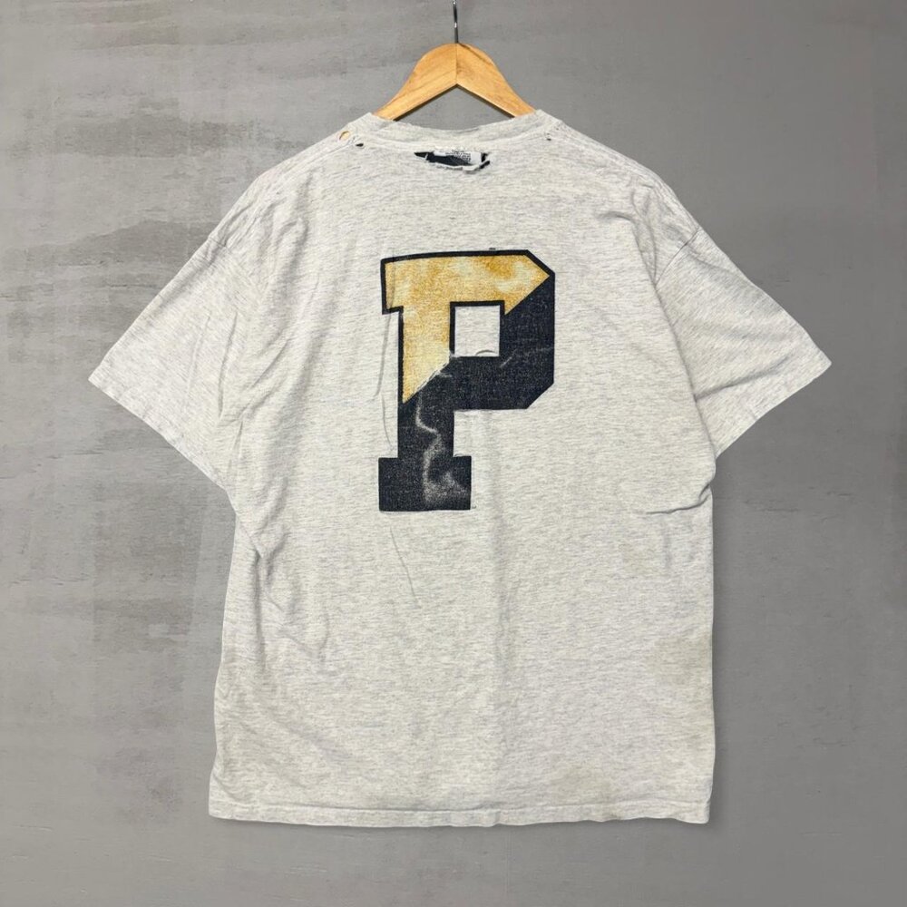 Vintage Purdue Boilermakers Grey Distressed Champion Grey Tee Shirt‎ XL